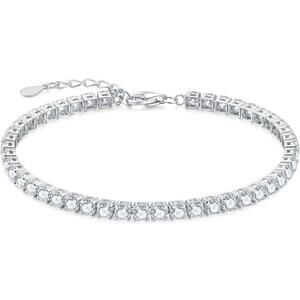 Moissanite Diamond Tennis Bracelet 3mm Adjustable 18K Brilliant Cut 7 Inch